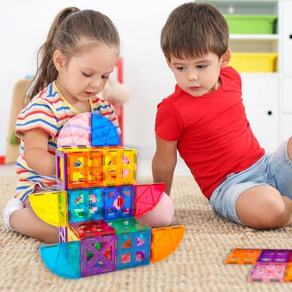 PicassoTiles Magnetic Building Block Quarter Round and Window Set Magnet Construction Toy Educational Kit Engineering STEM Learning Playset Child Brain Development Stacking Blocks Playboards - color: Quarter Round and Window Set