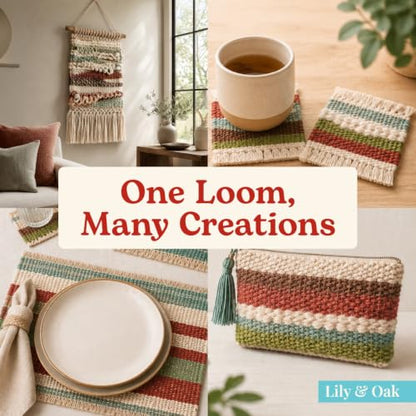 Lily & Oak Weaving Loom for Adults & Kids - Weaving Loom Kit | Beginner-Friendly Table Loom & Lap Loom with Yarn, Tools & Instructions | Wooden Loom for Multicraft Projects (19.6 x 15.8 inches) - size: Large