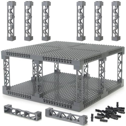 Plates 16x16 with Support Girder Set Multi-Tier Display Shelf - color: Dark Bluish Gray, size: 8 PCS