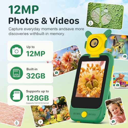 Microscope for Kids, 2-in-1 Kids Camera & Wonder Quest Microscope, Handheld Digital Toy with 2.8" Touchscreen, STEM Educational Pocket Microscope for Boys Girls Ages 3-12 (Pink) - color: Pink