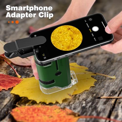 100x-250x Pocket Microscope for Kids Adults, Protable Handheld Miniscope, Mini Microscope Kit for Kids Adults Home School Lab Biology Science Education, Green - color: Green