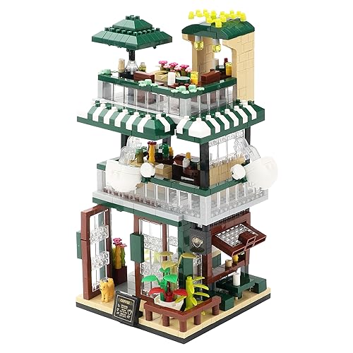 Mini House Building Kit, Street View Coffee Shop Building Blocks for Adults - color: Coffee Shop