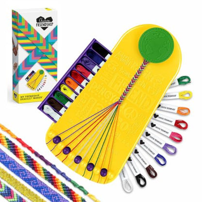 Choose Friendship Bracelet Making Kit – 20 Pre-Cut Threads, Portable Loom with Storage, Makes 8 Bracelets, Craft Gift for Kids Ages 8+, Yellow “Pineapple” - color: Pineapple
