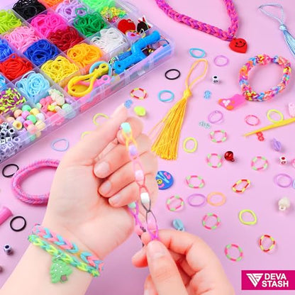 3000+ Rubber Band Bracelet Kit, 30 Colours Loom Bracelet Kit - Rubberband Bracelet making kit Includes Clips, Charms, Beads - Rubber Bands for Bracelets, Ideal Gift for Birthday, Halloween, Xmas - color: 30colors 3000+