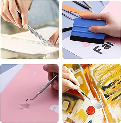 Famomatk 27PCS Craft Weeding Tools for Vinyl Kit,Utility Knife Vinyl Weeding Tool Set with 12Inch Paper Cutter Trimmer for Scrapbooking,Silhouettes,Cameos,DIY Art Crafting,Cutting,Splicing,Cardstock - color: Black