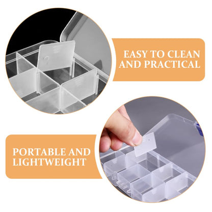 DECHOUS 6Pcs Clear Plastic Organizer Boxes with 10 Adjustable Compartments Mini Beads Storage Containers for Jewelry Beads, DIY Crafts, Small Parts