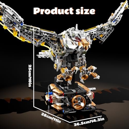 CSNRHG Mechanical Eagle Building Block Set 3D Poseable Model with Articulated Wings & Talons STEM Toy for Kids & Adults Ideal Gift for Engineering, Nature & Animal Lovers - color: Mechanical Eagle