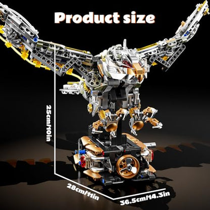 CSNRHG Mechanical Eagle Building Block Set 3D Poseable Model with Articulated Wings & Talons STEM Toy for Kids & Adults Ideal Gift for Engineering, Nature & Animal Lovers - color: Mechanical Eagle
