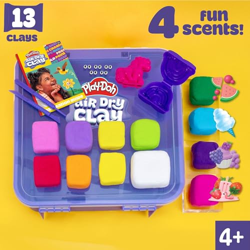 Play-Doh Air Dry Clay Case, Scented Variety Pack, 13 Air-Dry Clays, Fun Molds, Wiggly Eyes, and Sculpting Tool, Arts and Crafts Supplies, Modeling Clay, Fun Kids Activities, Pottery - color: Air Dry Clay Case, size: 13 Pack