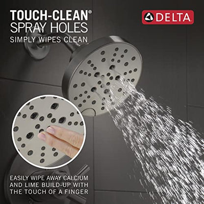 Delta Faucet Saylor 17 Series Brushed Nickel Shower Valve Trim Kit with H2Okinetic Shower Head, Delta Shower System, Shower Faucet Set, Shower Head and Handle, Stainless T17235-SS (Valve Not Included) - color: Brushed Nickel