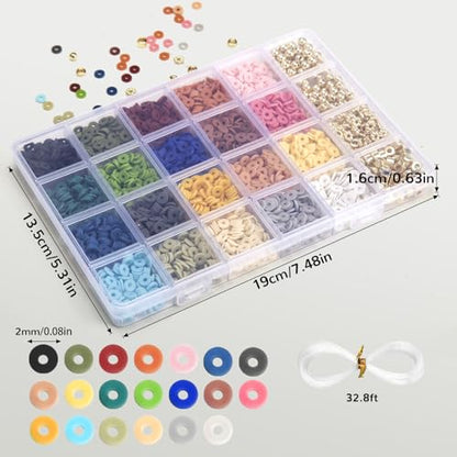 2590pcs Earth Tone Clay Beads for Bracelets Making - color: Earth Tone