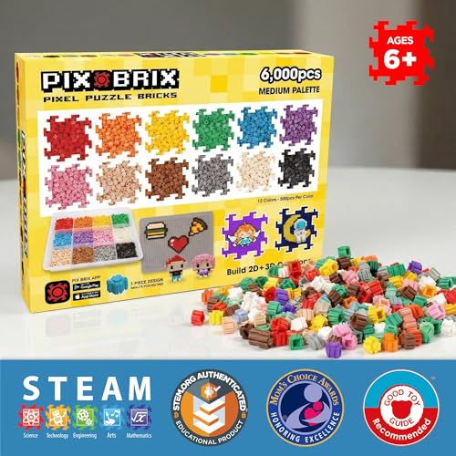Pix Brix Pixel Puzzle Building Bricks, 6,000 Pcs Container, Medium Palette - color: Medium, size: 6000pc