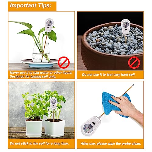 Soil Test Kit 3-in-1, Soil Moisture Meter, Soil PH Meter, Fertility Soil Tester, Soil Tester for Garden, Lawn, Farm, Outdoor & Indoor Use (Silver Frost White)