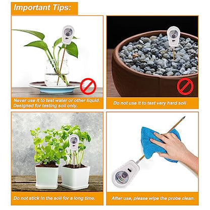 Soil Test Kit 3-in-1, Soil Moisture Meter, Soil PH Meter, Fertility Soil Tester, Soil Tester for Garden, Lawn, Farm, Outdoor & Indoor Use (Silver Frost White)