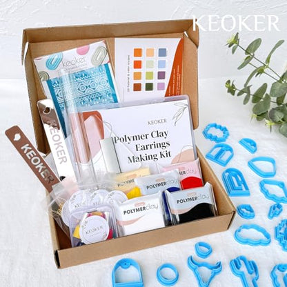 Keoker Polymer Clay Jewelry Making Kit, 103 PCS Clay Earring Making Kit for Teens and Adults, Fashion Designer Kits, Polymer Clay Earrings Kit Crafts, Great Gifts - color: basis