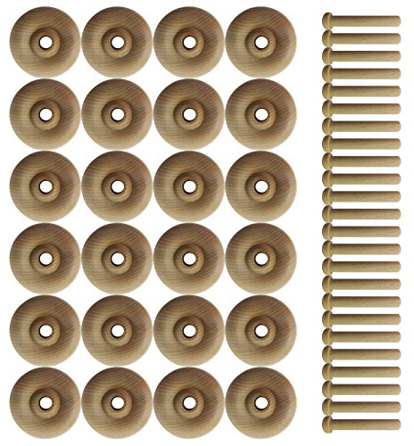 Maple Landmark Wood Wheels - 24 Pack with Free Axle Pegs - Made in USA (2" Diameter) - size: 2" Diameter