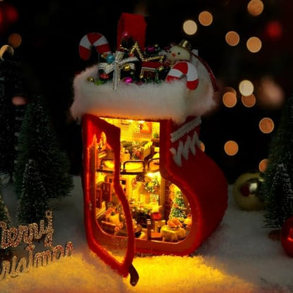 3D Wooden Book Stand Puzzle DIY Dollhouse Wood Nook Model Building Kit with LED Light for Adults to Build Creativity Christmas Halloween - color: Th56