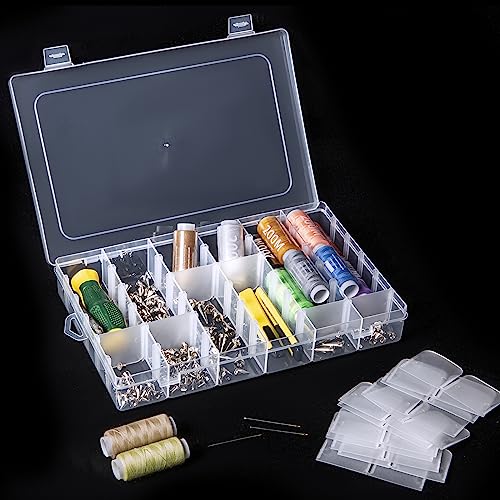 Gospire 2PCS 36 Grids Clear Plastic Jewelry Box Organizer Storage Container - color: Clear-36 Grids*2