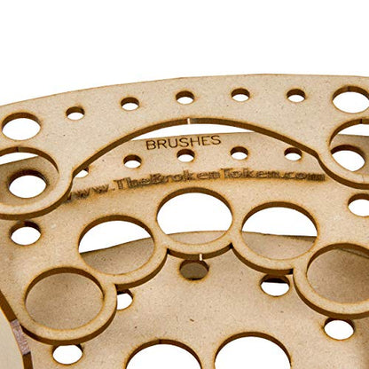 The Broken Token Modular Paint Rack w/ 26mm Holes - 45° Wedge - Multiple Organizer for Paint Bottles, Pots, and Brushes in Tiered Layout - Customize Your Pieces with Easy Organization & Access - style: 45° Wedge 26mm holes