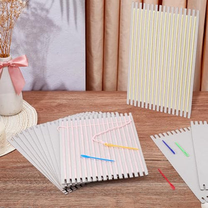 FINGERINSPIRE 24PCS Cardboard Weaving Loom Kit 7.87x11.8inch Gray Paper Weaving Board with Gears Portable Craft Loom for Beginner Knitting Sewing Crochet Travel Tapestry Making DIY Projects - size: 24PCS 7.87x11.8inch