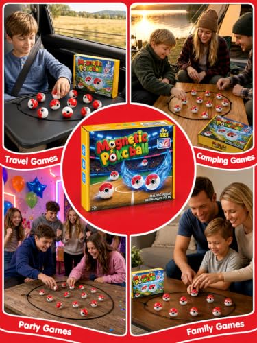 Red-White Soccer Magnetic Game – 20 Stones & Rope - color: Red White Balls