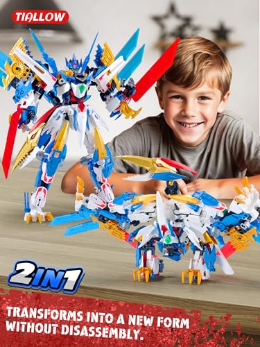 TIALLOW Dinosaur Mech Building Set Pterodactyl Transform Robot Toy for Boy - style: Pterodactyl