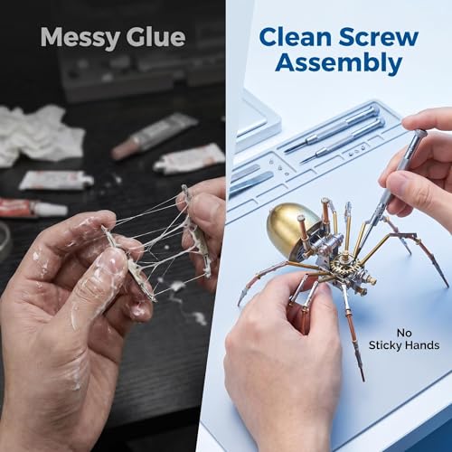 3D Metal Puzzles for Adults Teens-150+Pcs-Mechanical Spider Bee Insect Models-3 Hours to Build-Ideal for Birthday Gifts and Decorations (Mechanical Spider E) - style: Mechanical Spider E