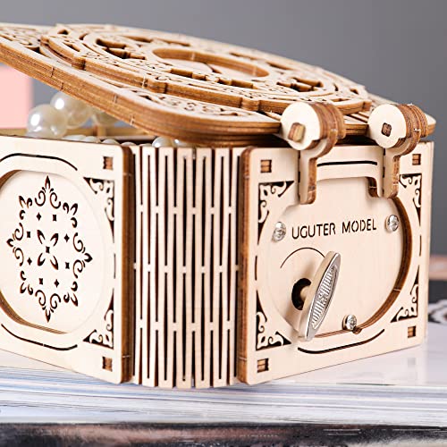 GuDoQi 3D Wooden Puzzle, Treasure Box with Music, Mechanical Model Kit to Build for Teens and Adults, DIY Assembly Kit, Gifts for Birthdays Christmas