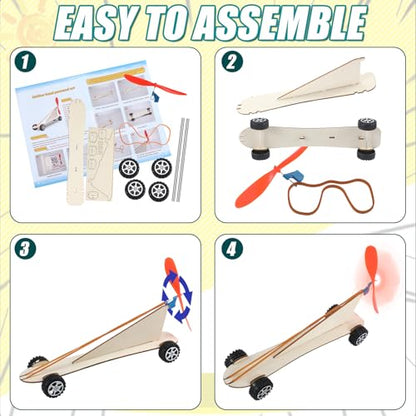 24 Sets Rubber Band Propeller Car Kit DIY Bulk STEM Craft Kit