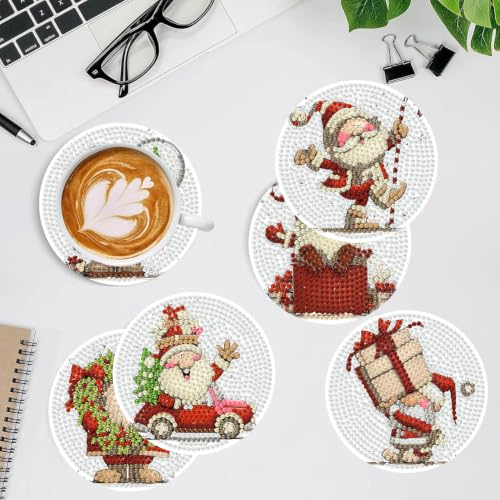 XUCNWL 8 PCS Christmas Diamond Art Coasters Kit for Adults,Gnome,4X4 Inch - color: Christmas-2