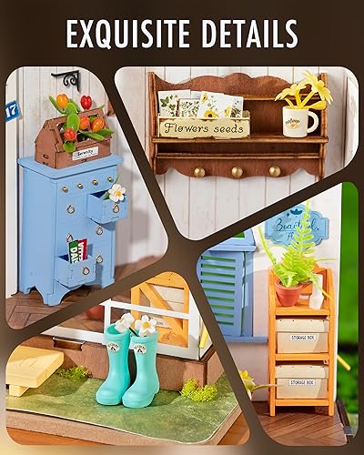 Rolife Greenhouse DIY Miniature Dollhouse Kit Creative Gift for Adults - style: Garden House