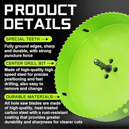 3" (76mm) Bi-Metal Hole Saw with Arbor - Multi-Material Cutting Kit for Thin Iron, Wood & Drywall - High-Speed Steel Teeth with Smooth Cutting Edge, Fast Chip Removal & Bonus Dust-Proof Bag - size: 3" (76mm)
