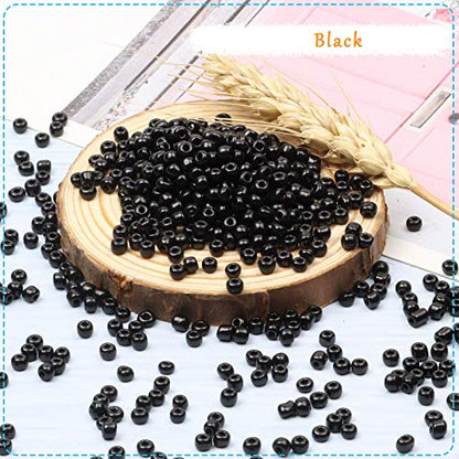 5000pcs Black Glass Seed Beads Bulk -Small Pony Bead, Waist Spacer Beads for Bracelet, Necklace Jewelry Making, DIY Craft Projects(3mm 8/0) - color: Black, size: 3mm