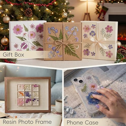 LUXEEASE 100P Pink Purple Blue Dried Pressed Flowers - color: Pink & Purple 100pcs