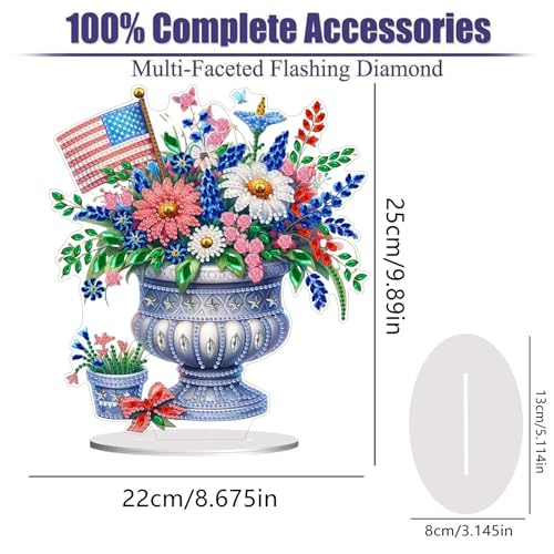 Diamond Painting Kits for Adults Beginners, 5D Full Drill Flowers Crystal Art Desktop Ornament, DIY Single Sided Home Office Desk Decor, Creative Craft Gift Set with Tools - color: Amflower