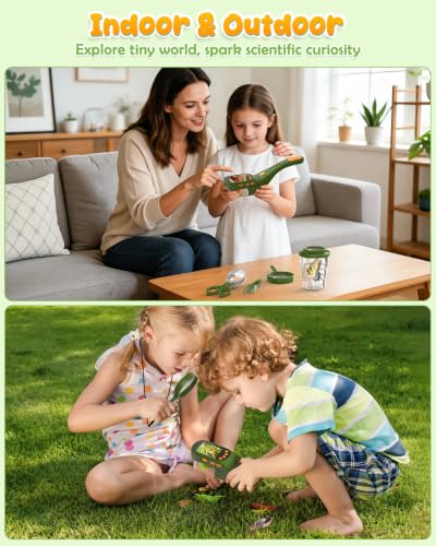 Bug Catcher for Kids,Kids Microscope,3-in-1 Insect Catching Kit for Kid - color: Dark green