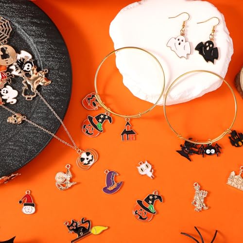 SANNIX 350Pcs Halloween Charms, Gold Enamel Charms Pumpkin Ghost - color: Halloween Color