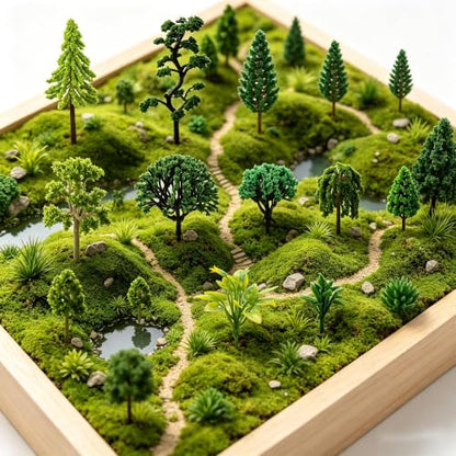 Mini Model Trees Kit, Diorama Scenery Miniature Garden Building Scene DIY