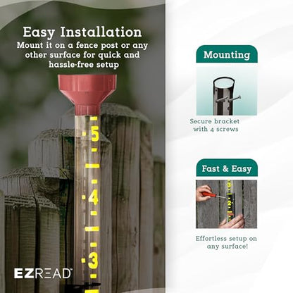 Headwind EZRead 26” Giant Professional Outdoor rain Gauge, USA Made Heavy Duty All Weather Freeze Proof mountable with Float, Red (820-0006) - color: Red, size: 26-Inch