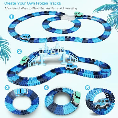 Track Car Toys, 269 PCS Create A Frozen World Race Road Racing Tracks Toy - color: Blue