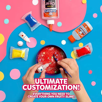 Elmer's Fruity Fusion Slime Kit, Includes Elmer's Clear Glue, Magical Liquid Slime Activator, Clay Color Pigments, Scents, Mixing Bowl, Spoon, 20 Piece Kit - style: Fruity Fusion Kit- Amazon Exclusive