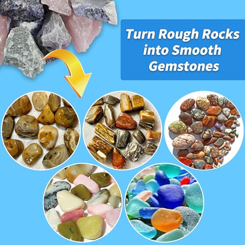 KomeStone Rock Tumbler Grit and Polish Refill Kit - 6 Pounds, Value Pack, Ideal for Up to 40 lbs. of Rocks, 4-Step Tumbling Media, Compatible with Any Rock Polisher, Better Results - color: Light Blue