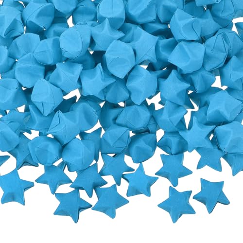 MECCANIXITY 300 Pcs Paper Stars Pre-made Origami Lucky Wishing Star for Best Wish Christmas Party Wedding Valentine's Day Girl Friends Gift(Blue) - color: Blue