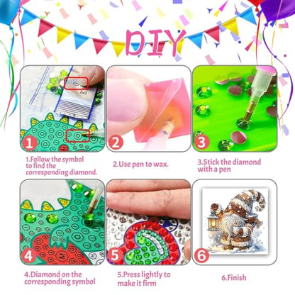 DDGYP 6pk Gnomes Diamond Art Cards w/Envelopes, DIY Xmas Kit for Adults - color: Dwarf 3