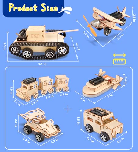 STEM Kits for Kids Age 8-12, 6-in-1 Model Car Kits, STEM Building Toys