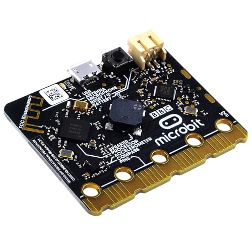Basic Starter Kit for BBC Microbit V2.2, Graphical Programming Built-in Speaker and Microphone, LED Display Coding for Kids Teens + Microbit GPIO Expansion Board & Battery Holder & USB Cable
