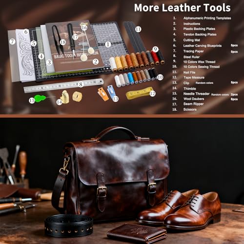 BUTUZE Leather Tools, Leather Crafting Kit with Leather Tool Rack