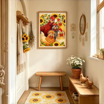 Diamond Painting Kit for Adults,Chicken Sunflower Diamond Art Kits 12x16In - color: KM1178-1
