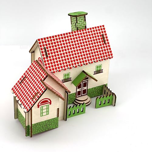 Log Cabin 3D Wooden House Puzzle,DIY Mini Building Model Kit，014 - color: 014
