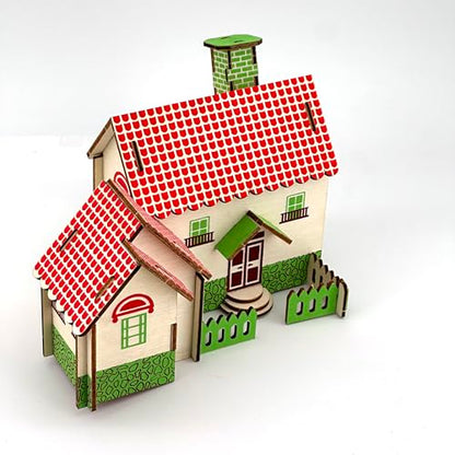 Log Cabin 3D Wooden House Puzzle,DIY Mini Building Model Kit，014 - color: 014